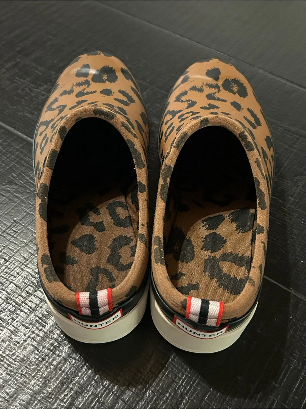 Hunter Play Clog Leopard Print Waterproof Slip-On Rain Garden Shoes